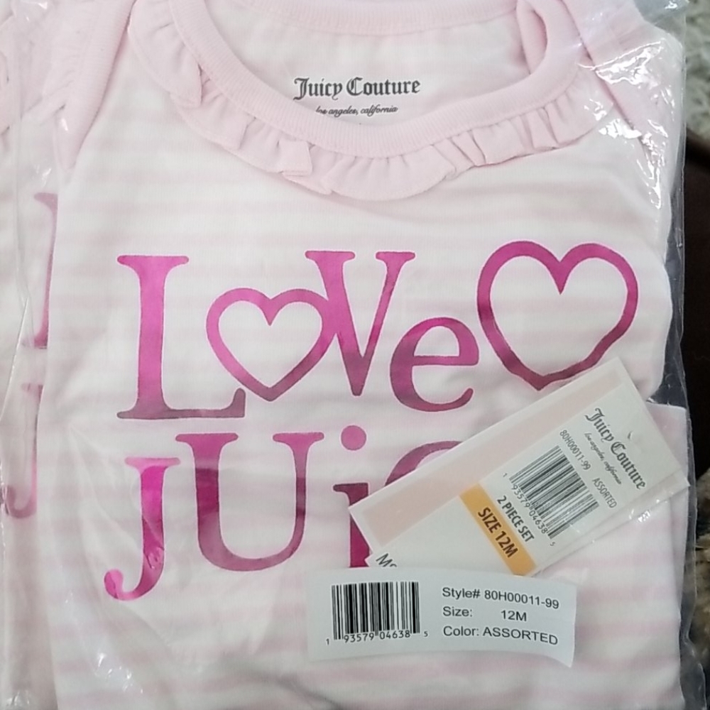NEW Juicy Couture Pink 2 Piece Pant Set Size 12M - Picture 5 of 8
